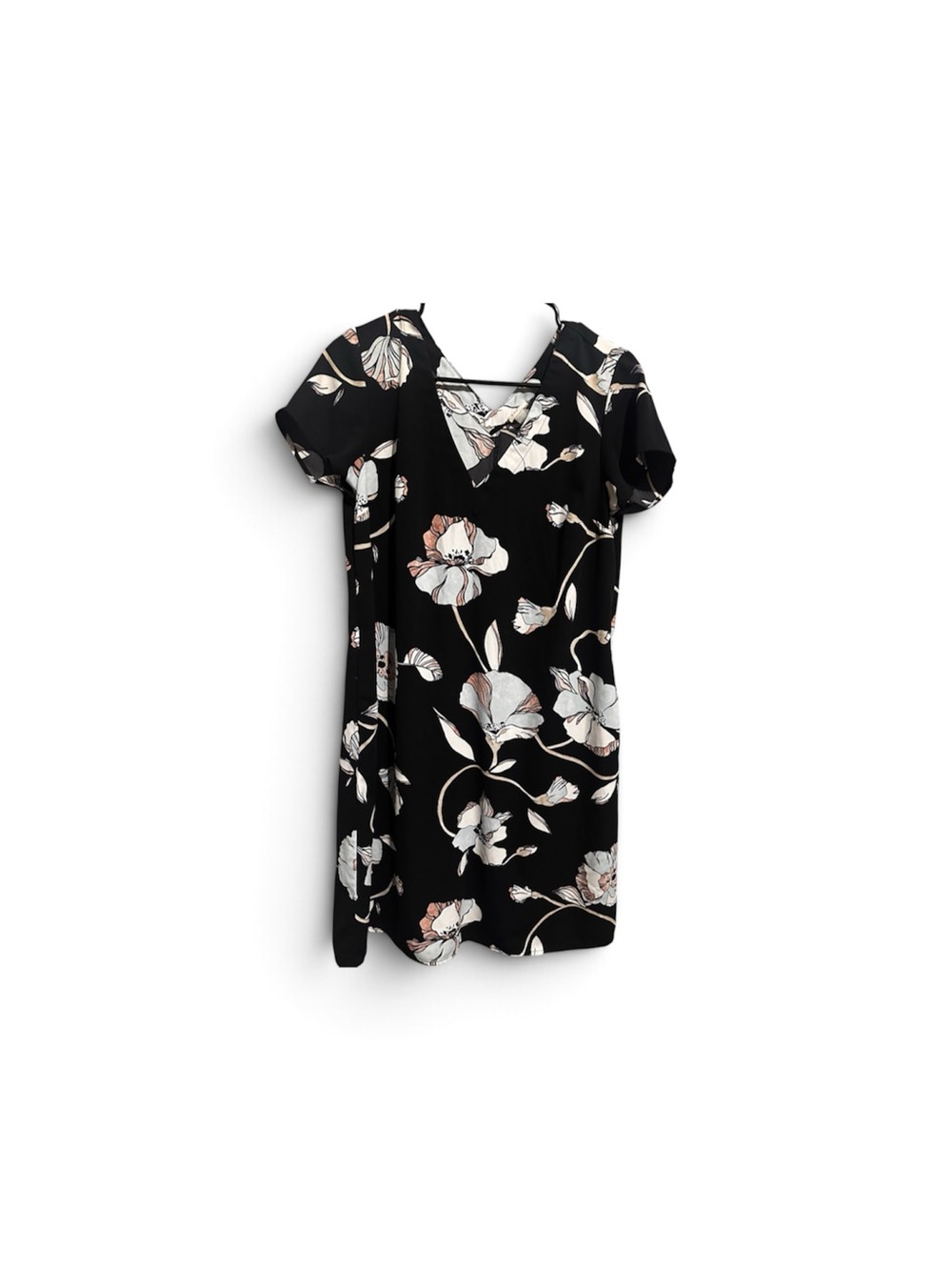 A new day floral V-Neck Short Sleeve Dress - Black